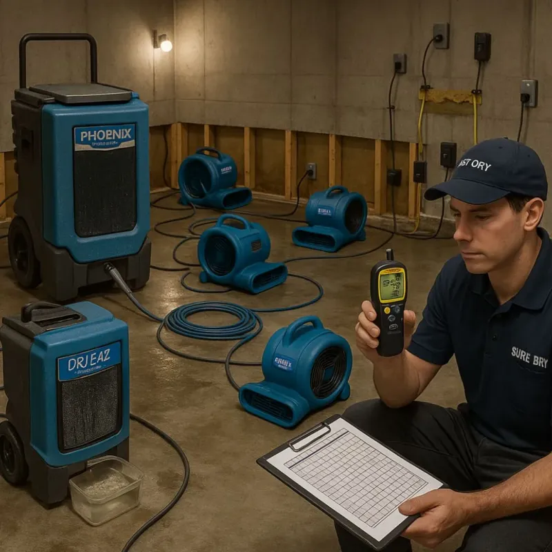 Structural Drying and Dehumidification process in Colbert, OK
